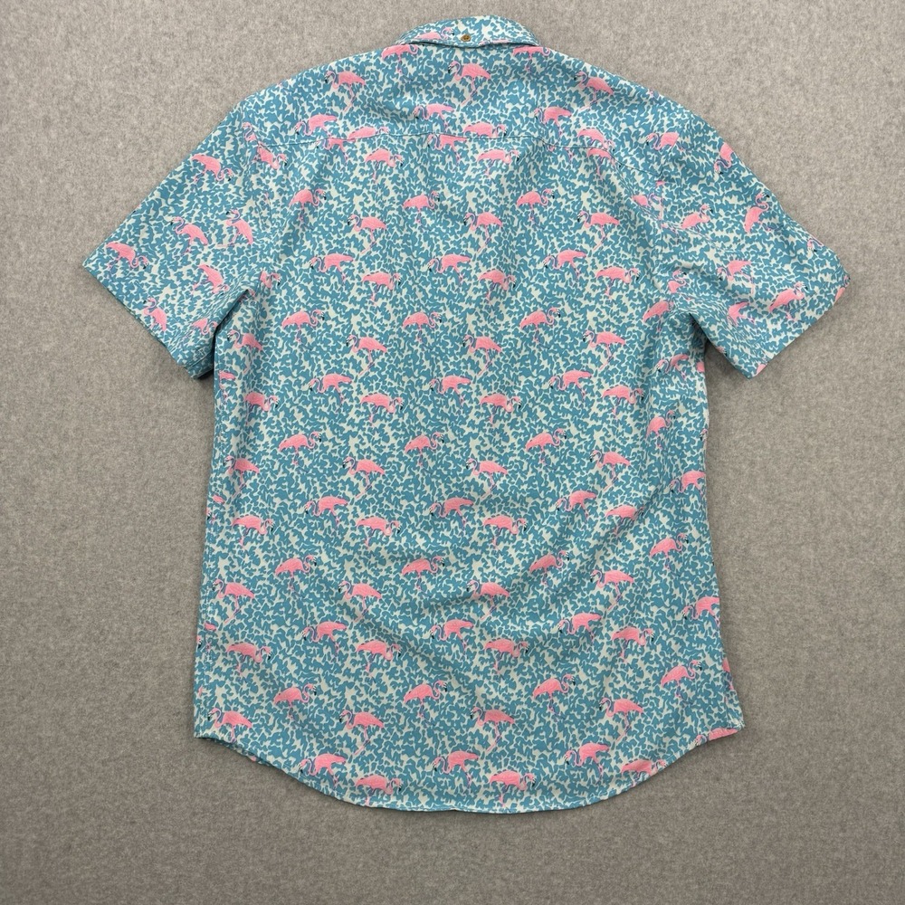 Chubbies Shirt Mens Medium Blue Polo Flamingo All Over Print Performance Golf - Picture 5 of 10